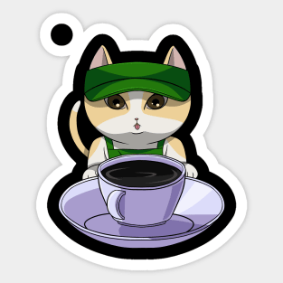 Cat Loves Coffee Sticker